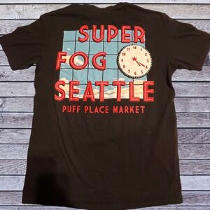 Super Fog Large T-Shirt Mens Black Excellent Seattle Puff Place Market Graphic